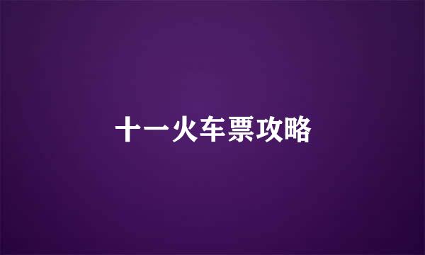 十一火车票攻略