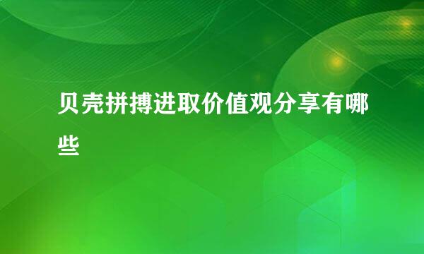 贝壳拼搏进取价值观分享有哪些