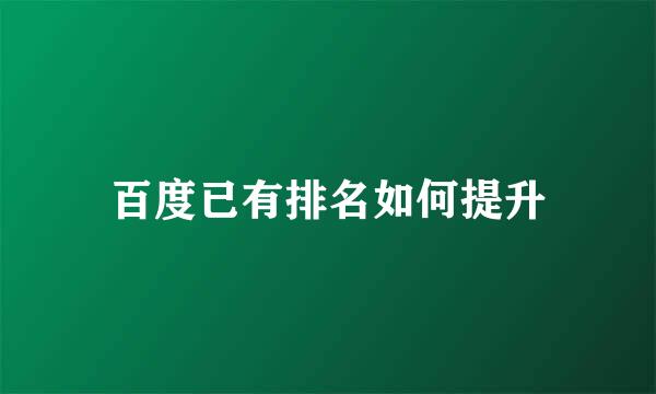 百度已有排名如何提升
