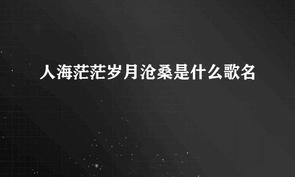 人海茫茫岁月沧桑是什么歌名