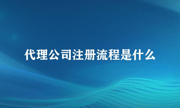 代理公司注册流程是什么