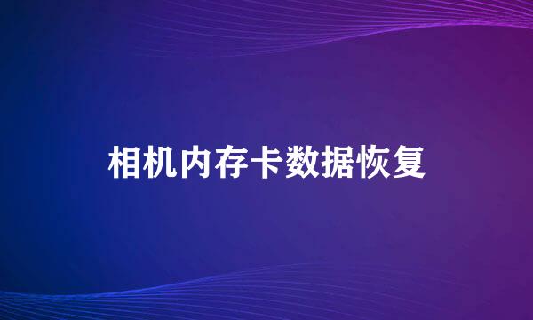 相机内存卡数据恢复