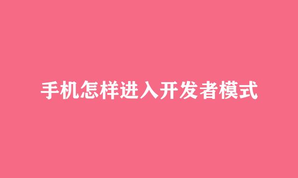 手机怎样进入开发者模式
