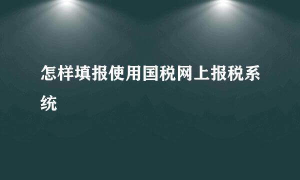 怎样填报使用国税网上报税系统