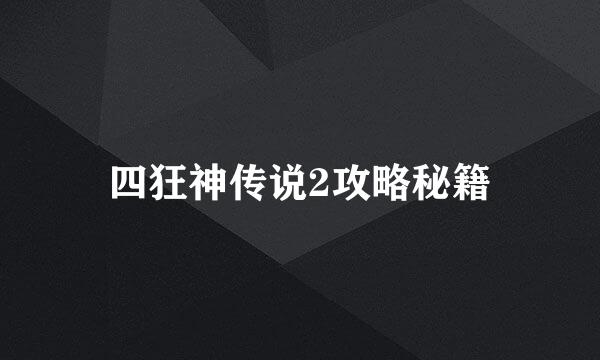 四狂神传说2攻略秘籍