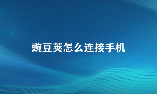 豌豆荚怎么连接手机