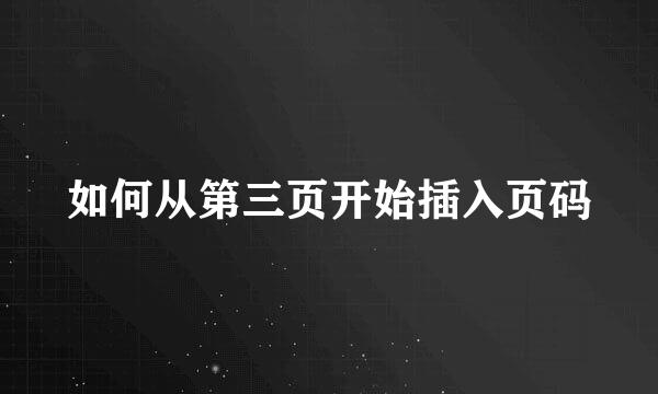 如何从第三页开始插入页码
