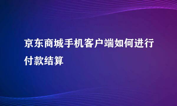 京东商城手机客户端如何进行付款结算