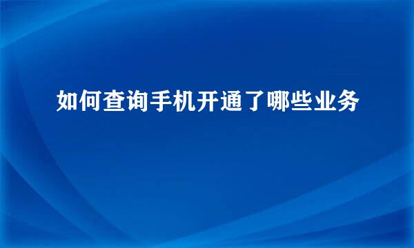 如何查询手机开通了哪些业务