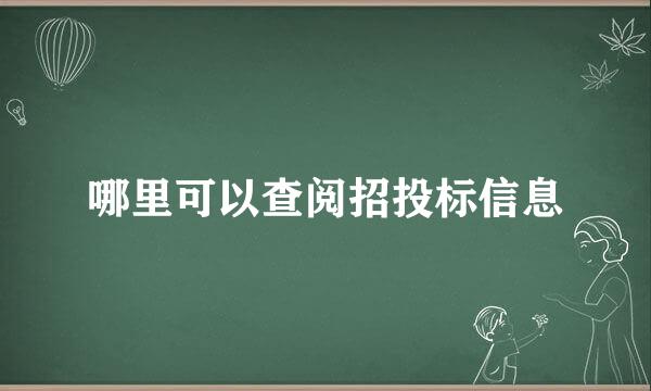 哪里可以查阅招投标信息