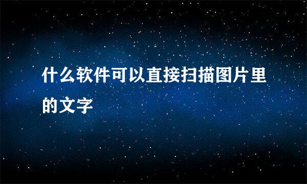 什么软件可以直接扫描图片里的文字
