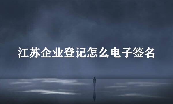 江苏企业登记怎么电子签名