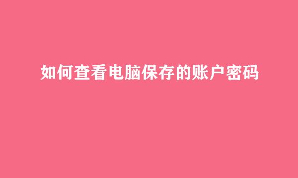 如何查看电脑保存的账户密码