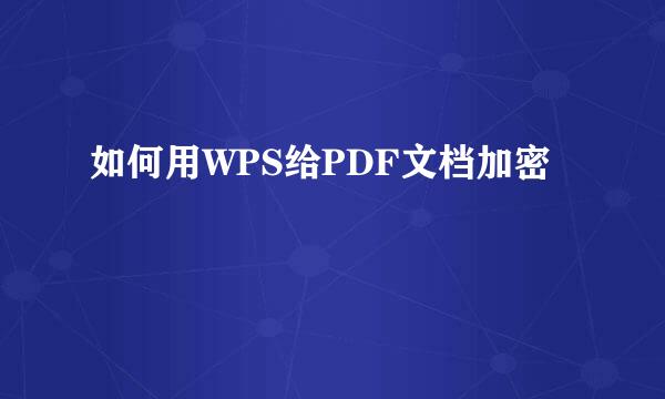 如何用WPS给PDF文档加密