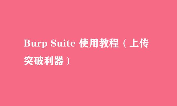 Burp Suite 使用教程（上传突破利器）