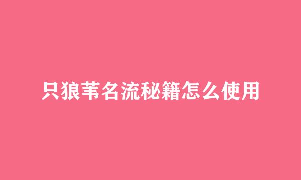 只狼苇名流秘籍怎么使用