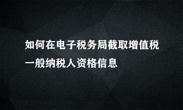 如何在电子税务局截取增值税一般纳税人资格信息
