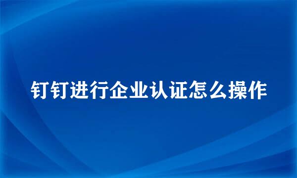 钉钉进行企业认证怎么操作