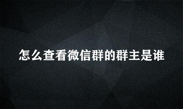怎么查看微信群的群主是谁