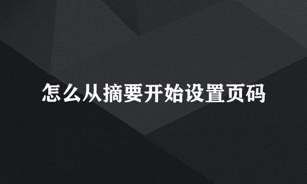 怎么从摘要开始设置页码