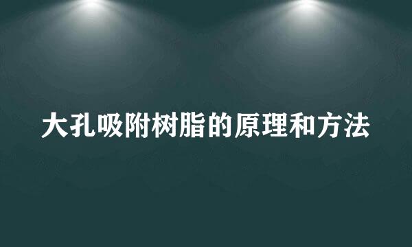 大孔吸附树脂的原理和方法