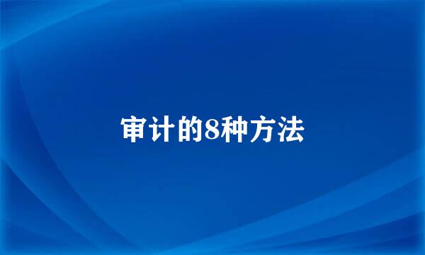 审计的8种方法
