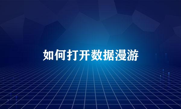 如何打开数据漫游