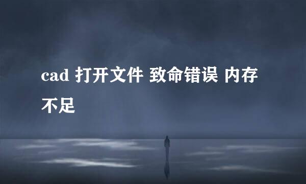 cad 打开文件 致命错误 内存不足