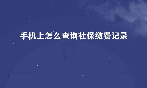 手机上怎么查询社保缴费记录