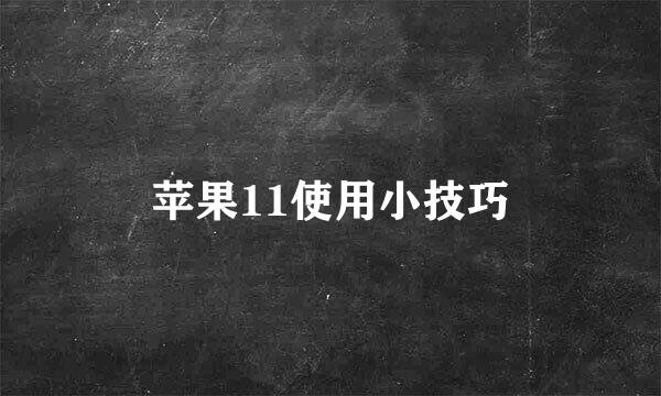 苹果11使用小技巧