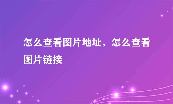 怎么查看图片地址，怎么查看图片链接