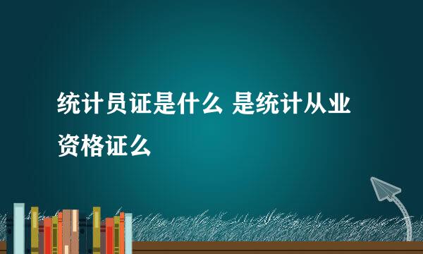 统计员证是什么 是统计从业资格证么