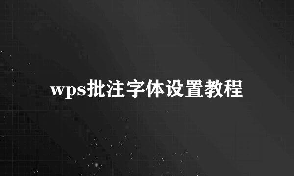 wps批注字体设置教程