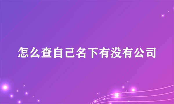 怎么查自己名下有没有公司