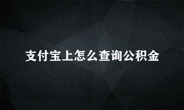 支付宝上怎么查询公积金