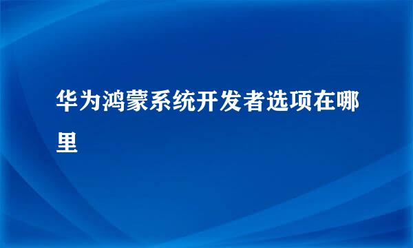 华为鸿蒙系统开发者选项在哪里