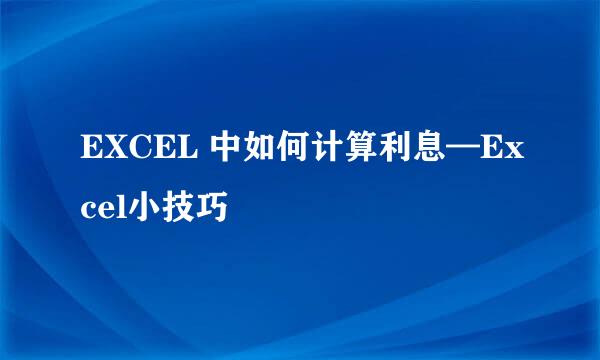 EXCEL 中如何计算利息—Excel小技巧
