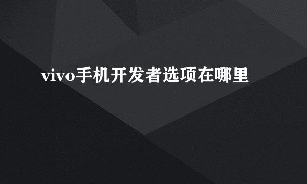 vivo手机开发者选项在哪里