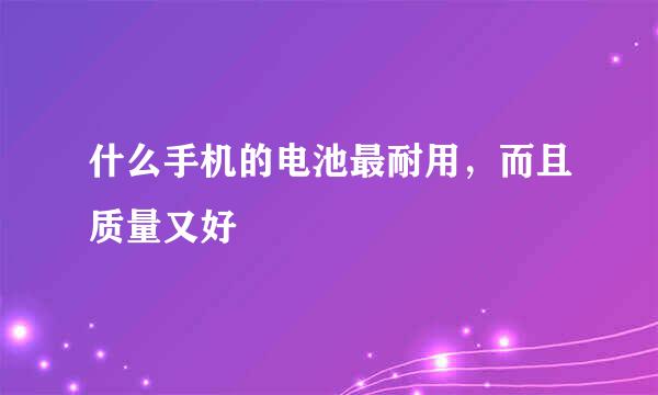 什么手机的电池最耐用，而且质量又好