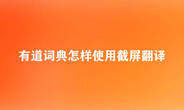 有道词典怎样使用截屏翻译