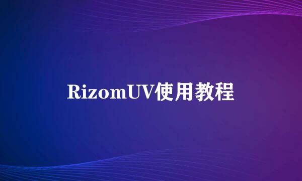 RizomUV使用教程