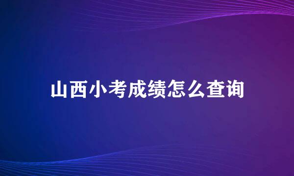 山西小考成绩怎么查询