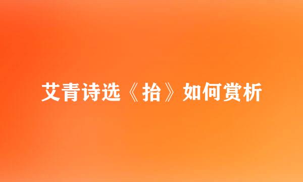 艾青诗选《抬》如何赏析