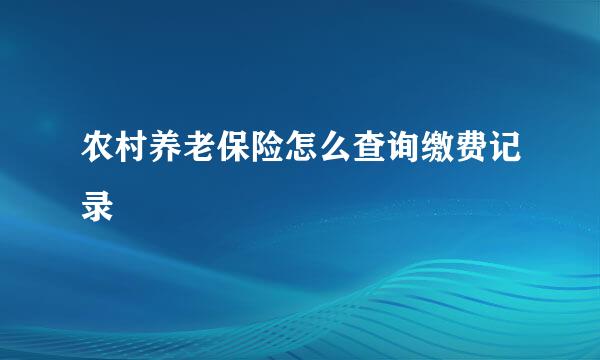 农村养老保险怎么查询缴费记录