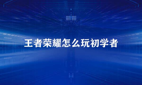 王者荣耀怎么玩初学者