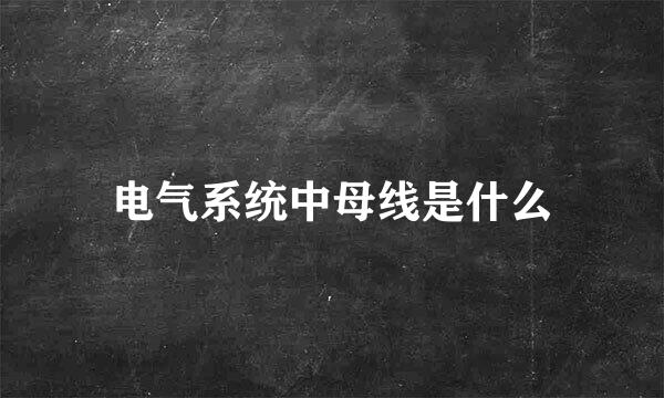电气系统中母线是什么