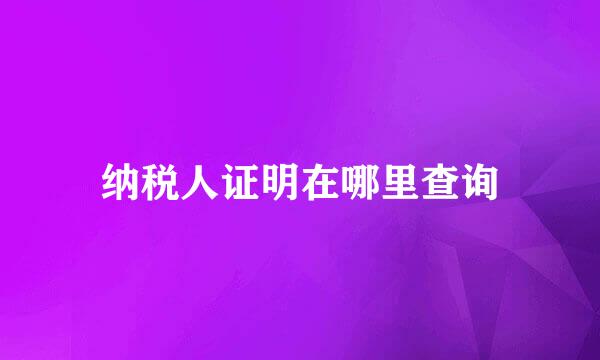 纳税人证明在哪里查询