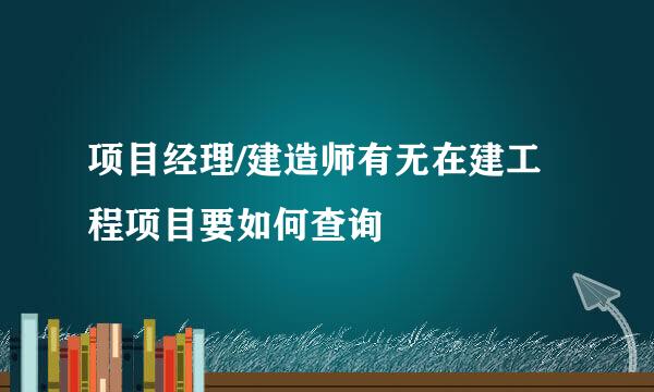 项目经理/建造师有无在建工程项目要如何查询