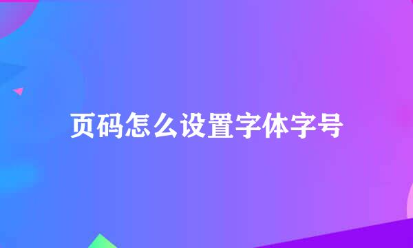 页码怎么设置字体字号