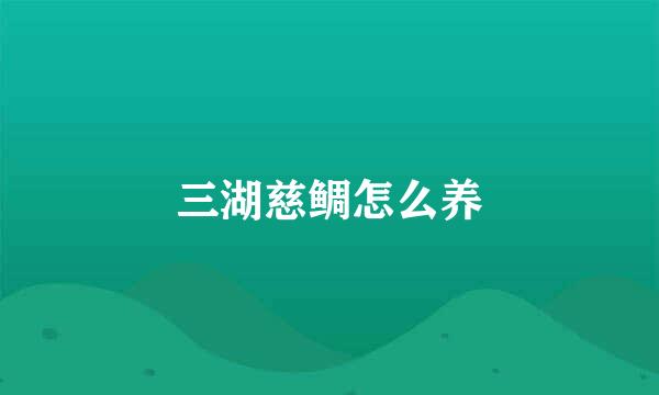 三湖慈鲷怎么养